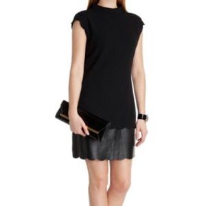 Ted Baker Mixed Media Leather Trim Shift Dress